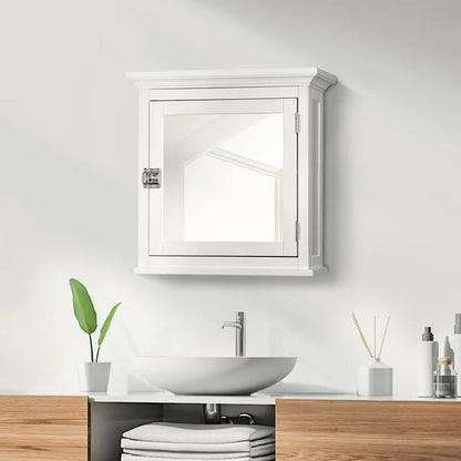 Bexley 18.75'' W 19'' H Surface Mount Framed Medicine Cabinet with Mirror Adjustable