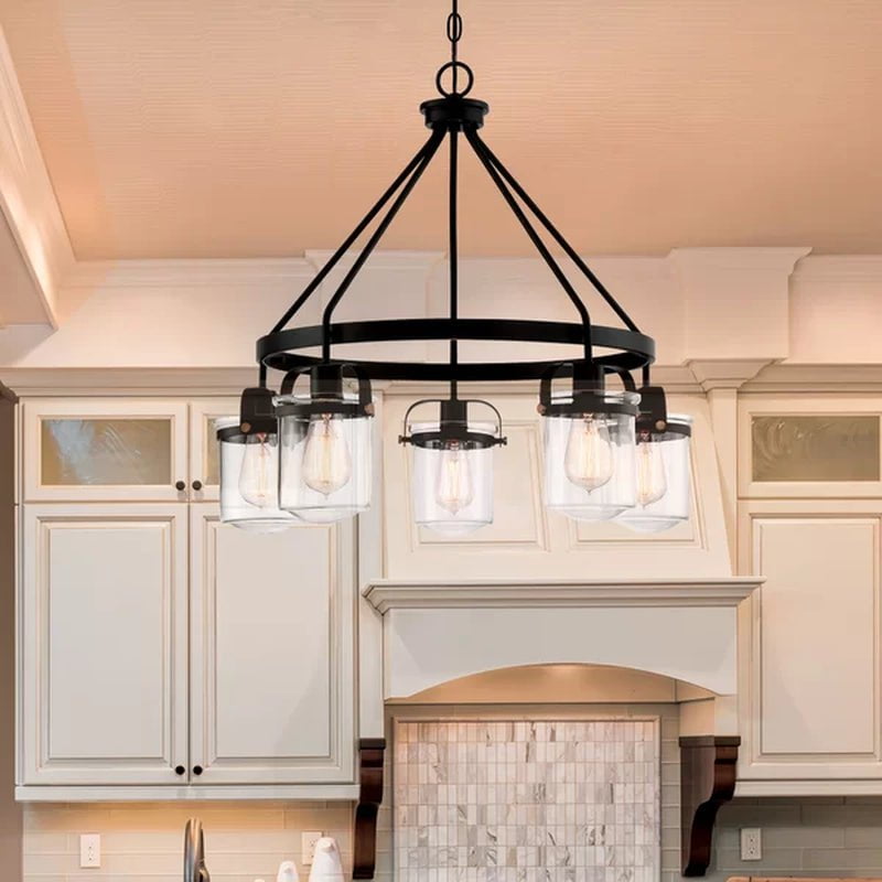 Georgetown 5 - Light Dimmable Wagon Wheel Chandelier