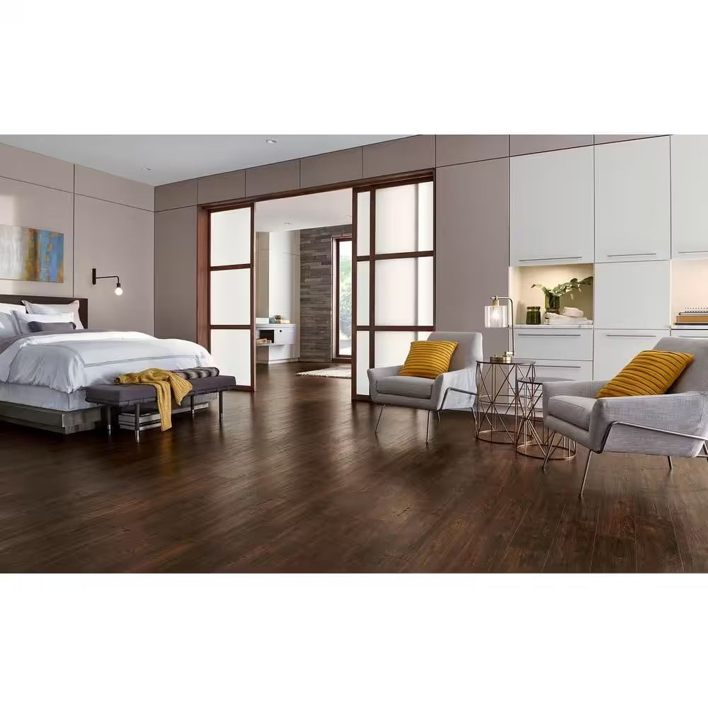Outlast+ Java Scraped Oak 12 Mm T X 6.1 In. W Waterproof Laminate Wood Flooring (16.1 Sqft/Case)