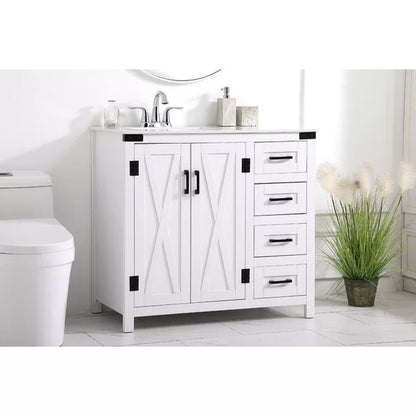 Williamston 36'' Free-Standing Single Bathroom Vanity with Engineering Stone Vanity Top