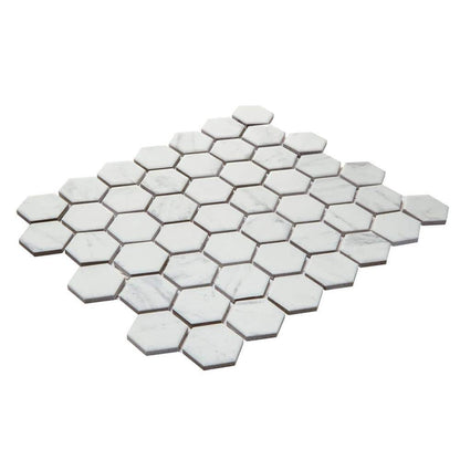 Carrara 10 In. X 12 In. X 6.35 Mm Ceramic Hexagon Mosaic Floor and Wall Tile (0.81 Sq. Ft./Each)