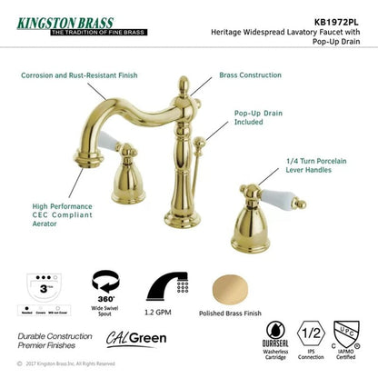 Heritage Widespread Faucet 2-Handle Bathroom Faucet with Drain Assembly