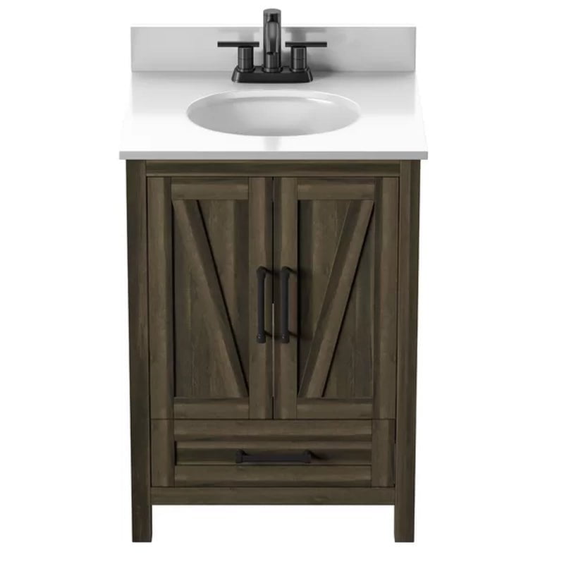 Brian 23.88'' Free-Standing Single Bathroom Vanity with Stone Vanity Top