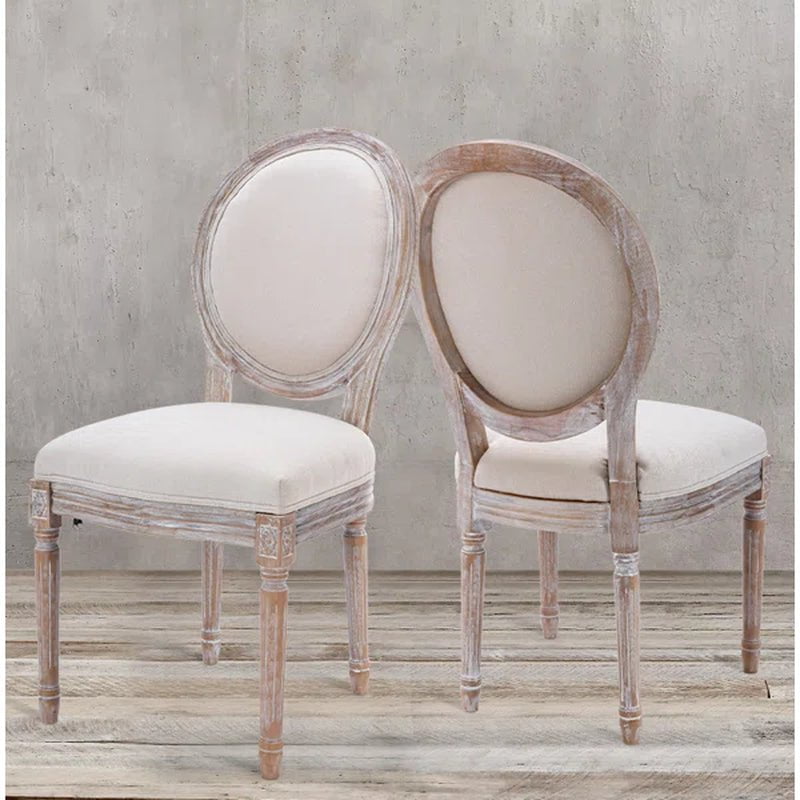Ramani Linen Upholstered King Louis Back Side Chair