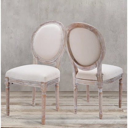 Ramani Linen Upholstered King Louis Back Side Chair