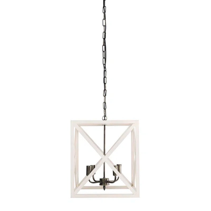 Sabrina 4 - Light Wood Lantern Geometric Chandelier