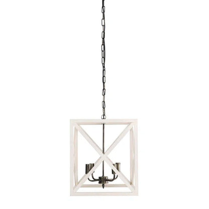 Sabrina 4 - Light Wood Lantern Geometric Chandelier