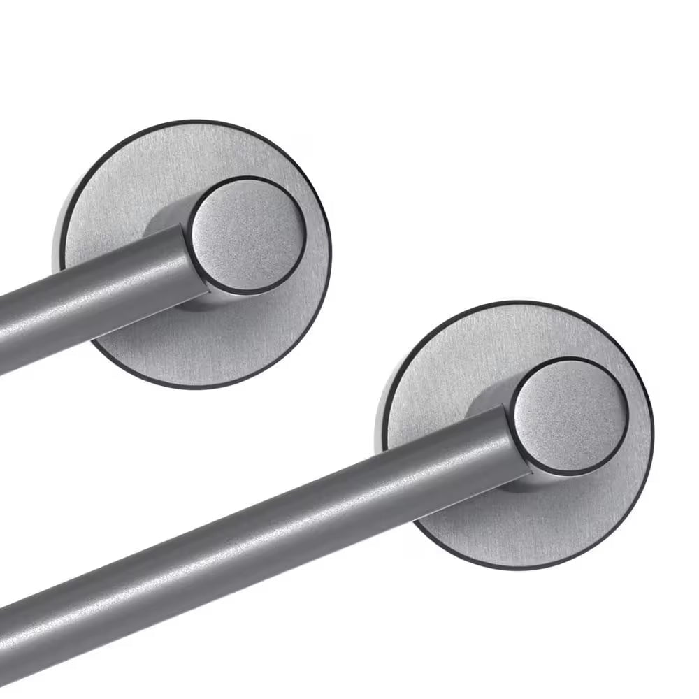 Modern 3-Piece Bath Hardware Set with Retractable Towel Bar*1, Towel Ring*1, Toilet Paper Holder*1 in Gray