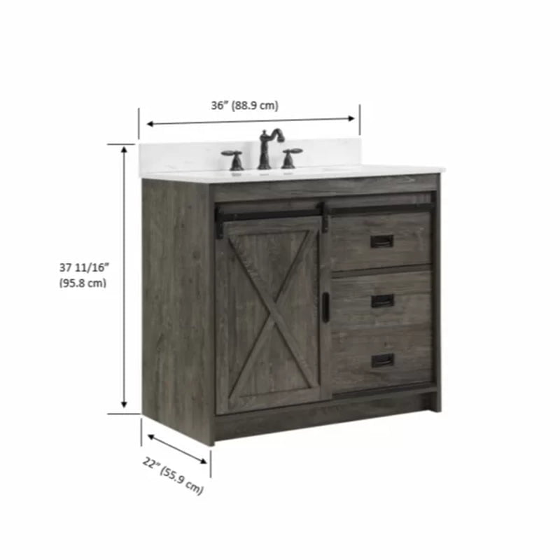 Jillian 36'' Free-Standing Single Bathroom Vanity with Engineered Stone Vanity Top