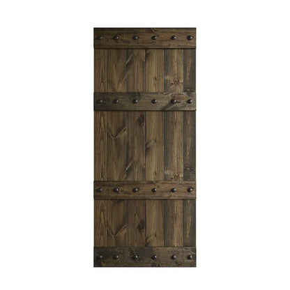 Paneled Wood Castle Series Barn Door with Installation Hardware Kit