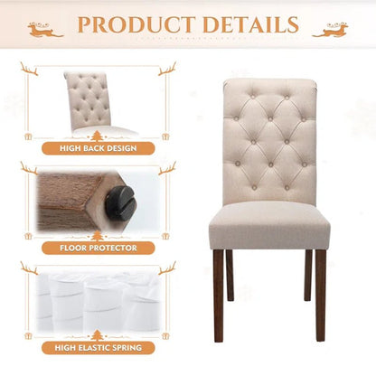 Bookout Tufted Upholstered Fabric Dining Side Chairs with Solid Wood Legs and Padded Seat
