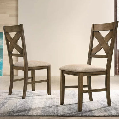 Poe Cross Back Side Chair in Glazed Pine Brown