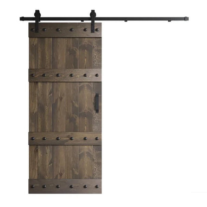 Paneled Wood Castle Series Barn Door with Installation Hardware Kit