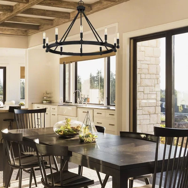 Calvin 10 - Light Dimmable Wagon Wheel Chandelier