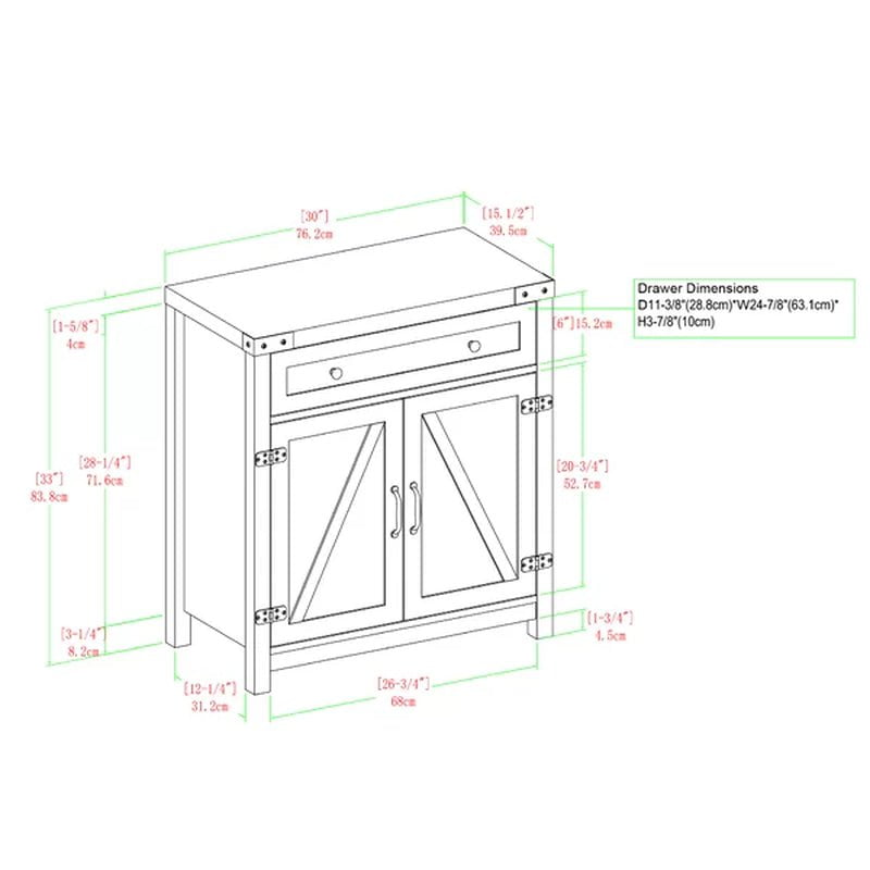Coridon 33'' Tall 2 - Door Accent Cabinet