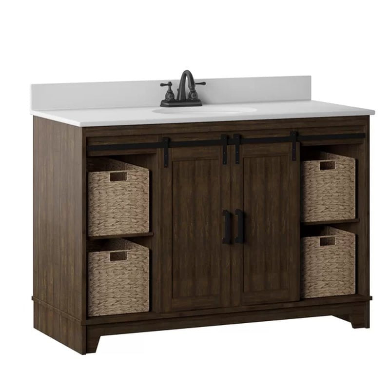 Braylen Sliding Barn Door 48" Single Bathroom Vanity Set