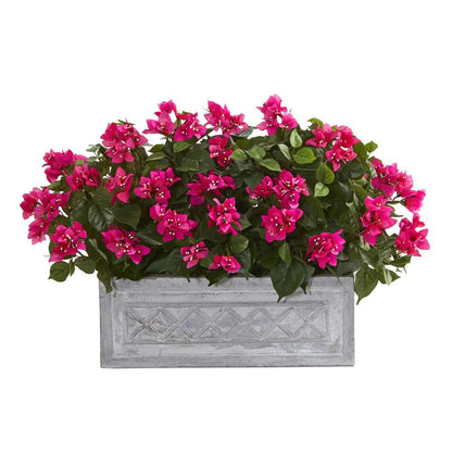 Indoor 30 In. Bougainvillea Artificial Plant in Stone Planter