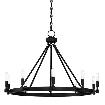 Calvin 10 - Light Dimmable Wagon Wheel Chandelier