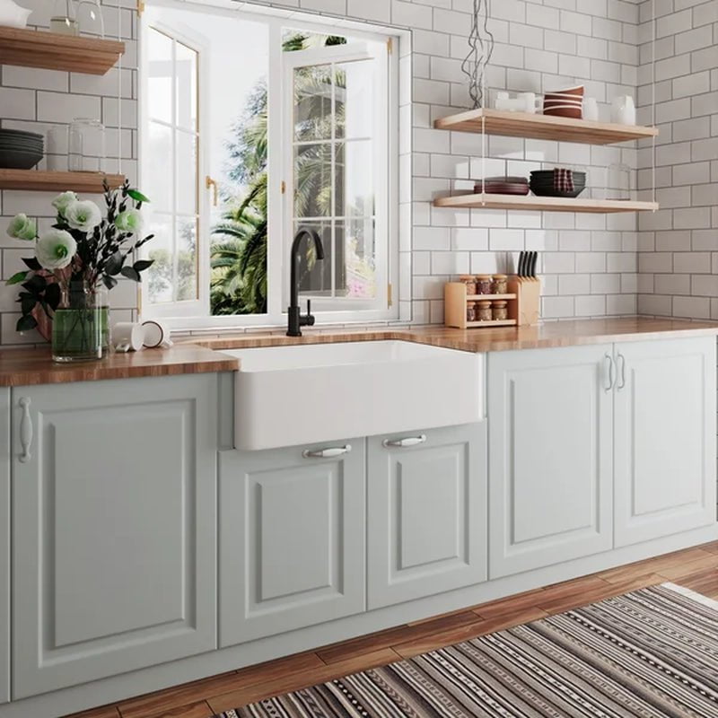 Feast 33" L X 20" W Farmhouse Kitchen Sink with Sink Grid and Basket Strainer