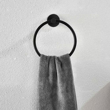 Modern 6-Pieces Bath Hardware Set with Towel Rail*2 Paper Towel Rack*1 Towel Ring*1 Hook*2 in Matte Black