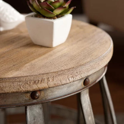 Fayean 17.5'' Tall Solid Wood Drum End Table