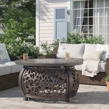 Slattery 24.6'' H X 48'' W Aluminum Propane Outdoor Fire Pit Table with Lid