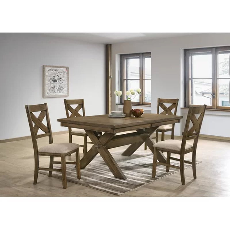 Poe Cross Back Side Chair in Glazed Pine Brown