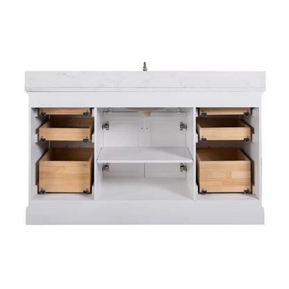 Currahee 60'' Free-Standing Single Bathroom Vanity with Engineered Stone Vanity Top