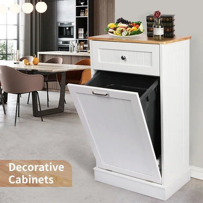Tilt Out Trash Cabinet 10 Gallon Wooden Free Standing (Not Include Trash Can)