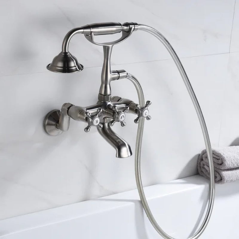 Triple Handle Wall Mounted Clawfoot Tub Faucet