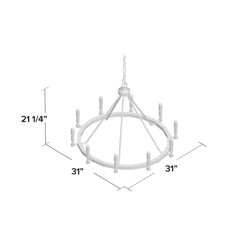Calvin 10 - Light Dimmable Wagon Wheel Chandelier
