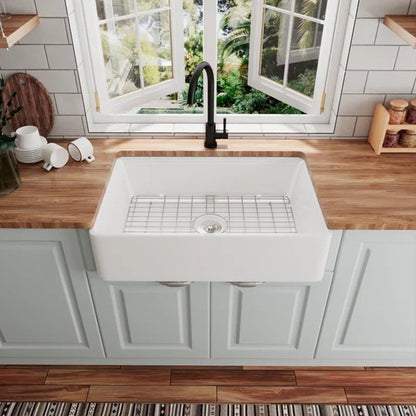 Feast 33" L X 20" W Farmhouse Kitchen Sink with Sink Grid and Basket Strainer