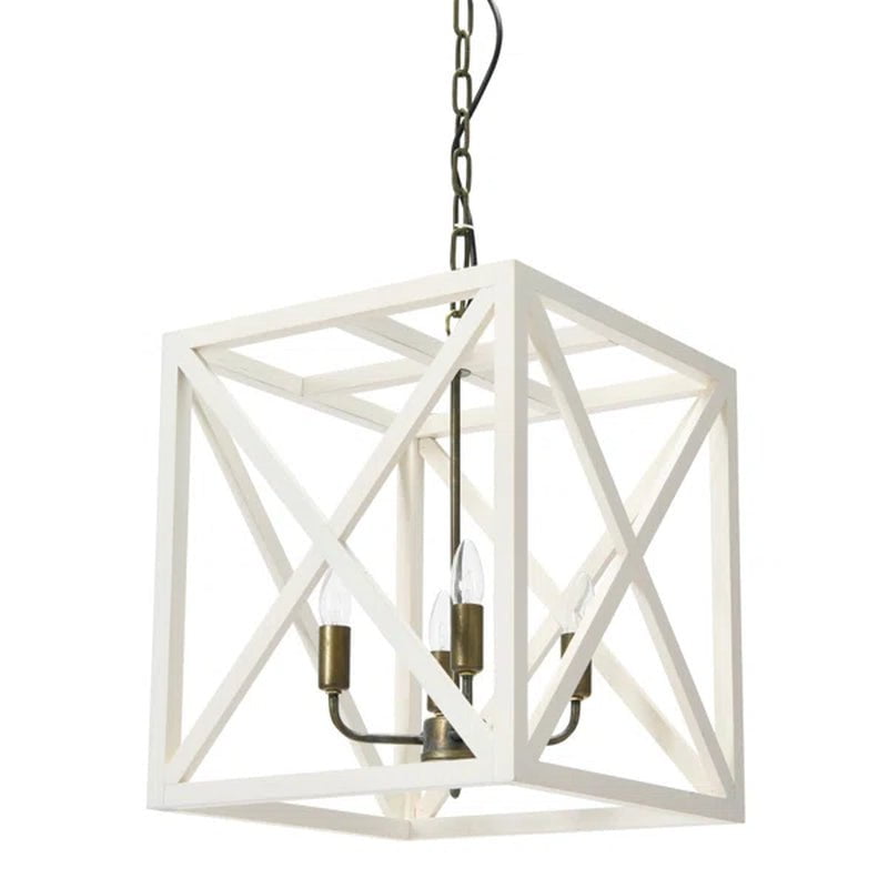 Sabrina 4 - Light Wood Lantern Geometric Chandelier