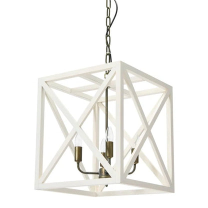 Sabrina 4 - Light Wood Lantern Geometric Chandelier