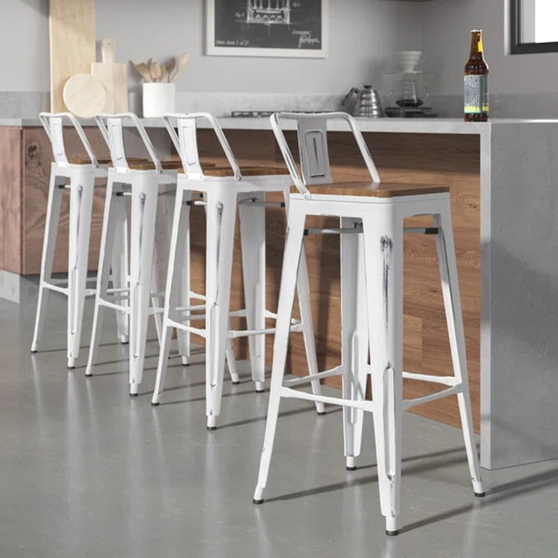Maresca Bar & Counter Stool with Wood Seat and Backrest