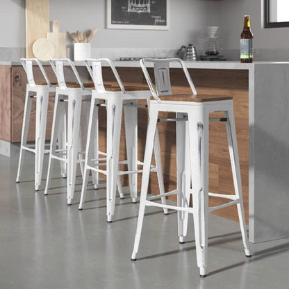 Maresca Bar & Counter Stool with Wood Seat and Backrest