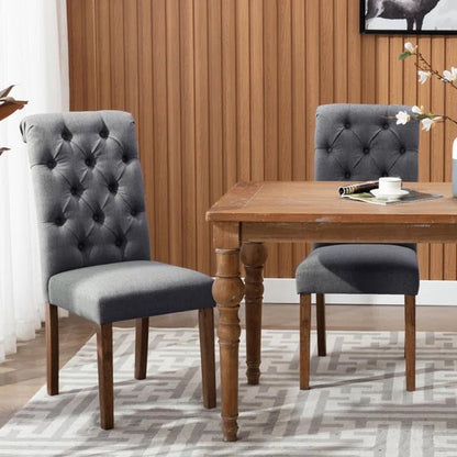 Bookout Tufted Upholstered Fabric Dining Side Chairs with Solid Wood Legs and Padded Seat