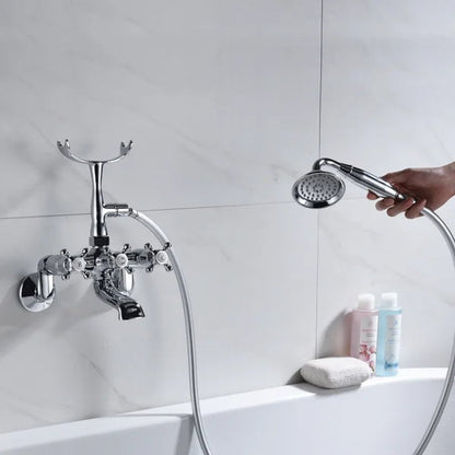 Triple Handle Wall Mounted Clawfoot Tub Faucet