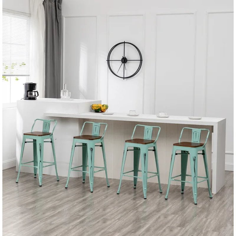 Maresca Bar & Counter Stool with Wood Seat and Backrest