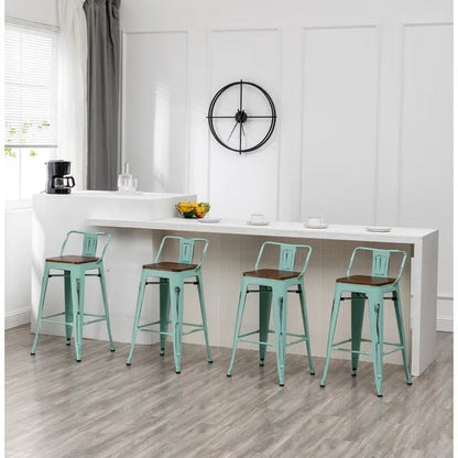 Maresca Bar & Counter Stool with Wood Seat and Backrest