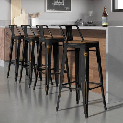 Maresca Bar & Counter Stool with Wood Seat and Backrest