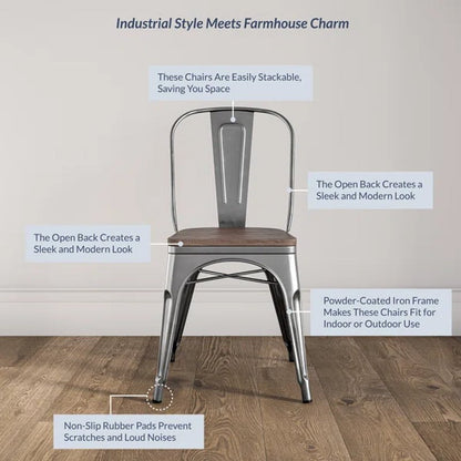 Linzy Slat Back Stacking Side Chair