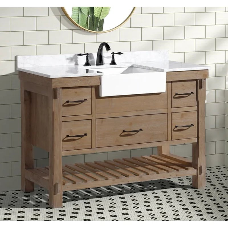 Giuliana 48'' Free-Standing Single Bathroom Vanity with Carrara Marble Vanity Top