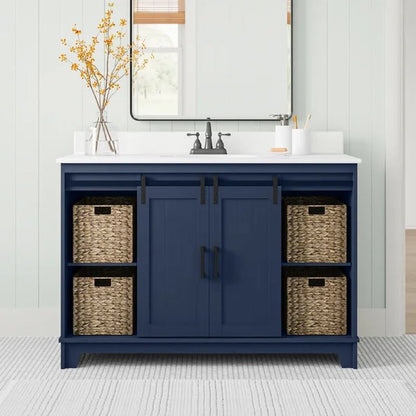 Braylen Sliding Barn Door 48" Single Bathroom Vanity Set