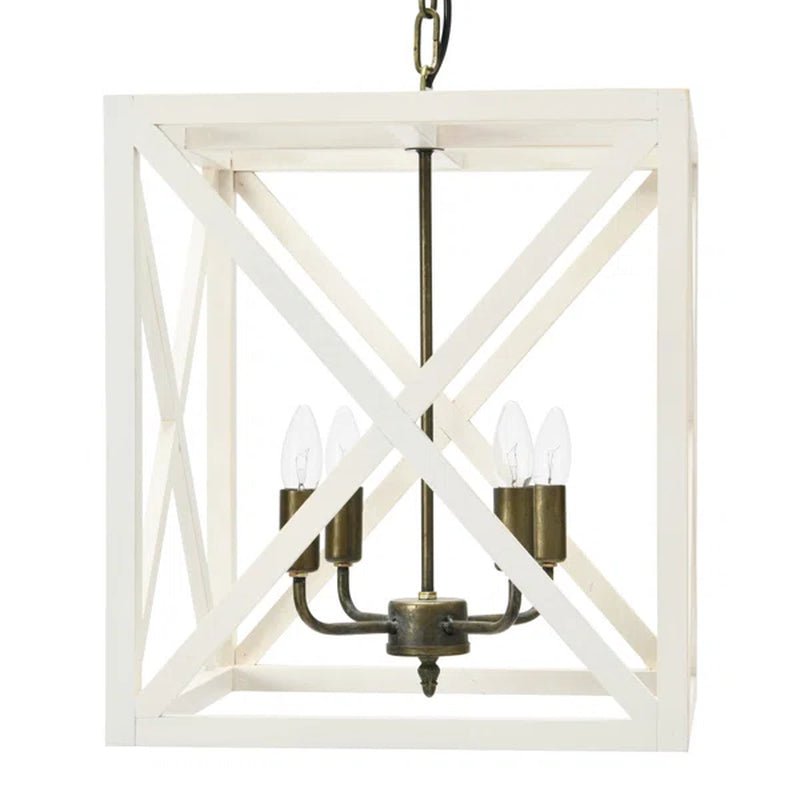 Sabrina 4 - Light Wood Lantern Geometric Chandelier
