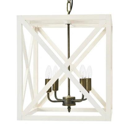 Sabrina 4 - Light Wood Lantern Geometric Chandelier