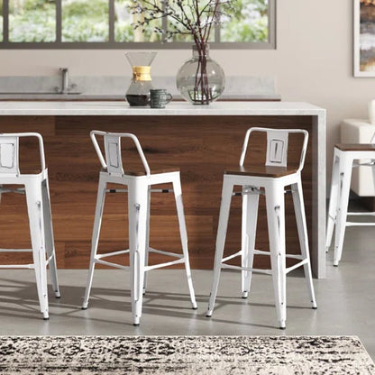 Maresca Bar & Counter Stool with Wood Seat and Backrest