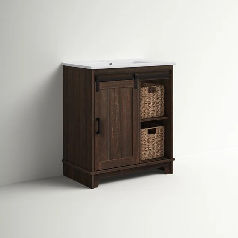 Sofia 29.88'' Free-Standing Single Bathroom Vanity with Vitreous China Vanity Top