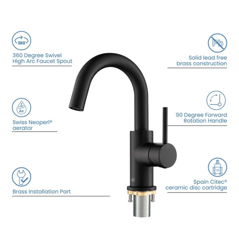 Circular Single Hole Bathroom Faucet with Drain Assembly