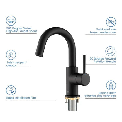 Circular Single Hole Bathroom Faucet with Drain Assembly